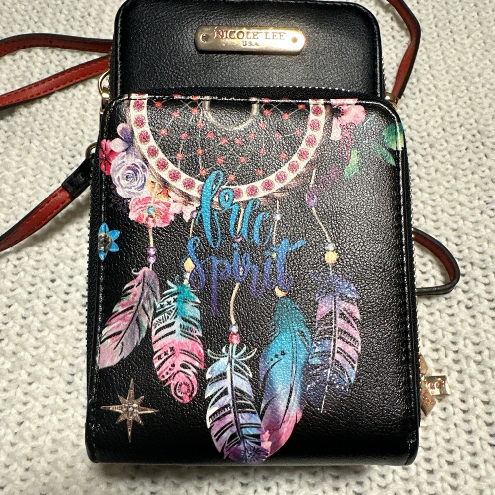 Nicole Lee Black Crossbody Bag with Colorful Dreamcatcher